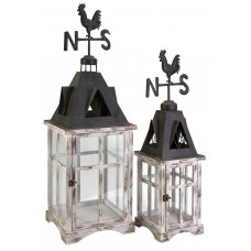 Large Weathered Black Rooster Weather Vane Lanterns Candle Holders 31" H + 39" H 784185890679  302746862935